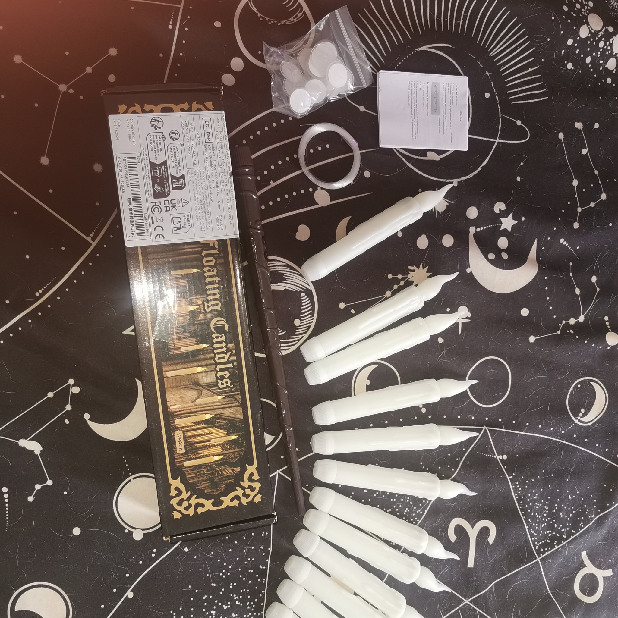 Floating LED candle set with wand and fishing line 12 pack